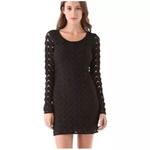 Free People Black Wild Thing Night Out‎ Mini Dress Long Sleeve Womens Sz XS